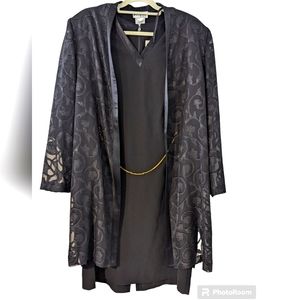 VINTAGE 2-PC Perceptions sleeveless lbd with sheer kimono